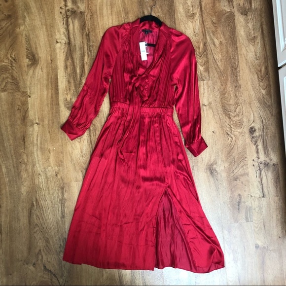 NWT J. Crew Featherweight Satin Tie-neck Dress. Xsmall. - Picture 2 of 3